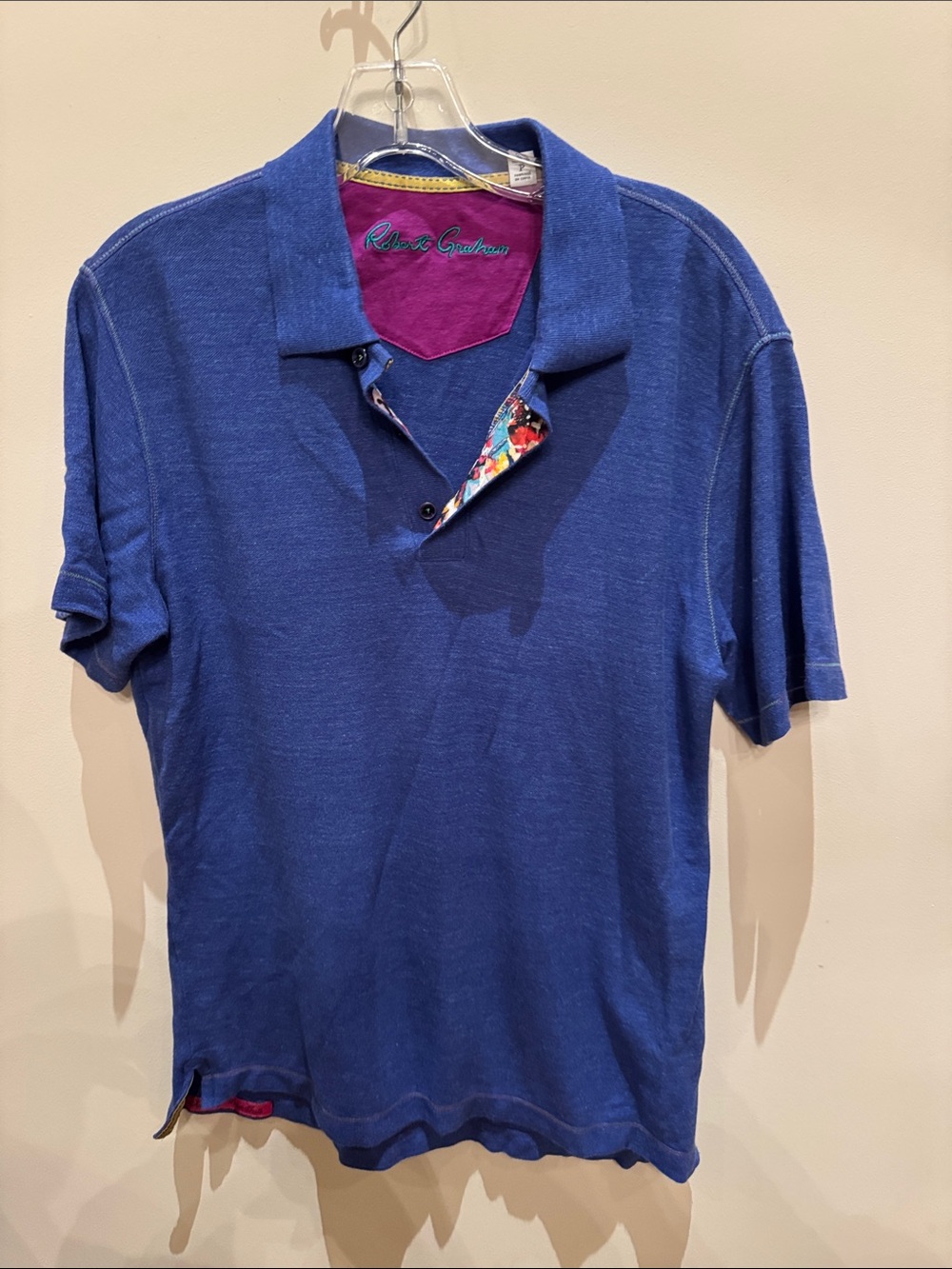 Robert Graham Men’s Royal Blue Polo with Contrasting Inner Accents